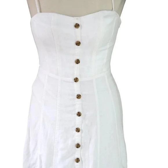 URBAN OUTFITTERS Kimchi Blue Lilyanna Linen Blend White Button-Down Dress Sz 4 - Picture 5 of 7